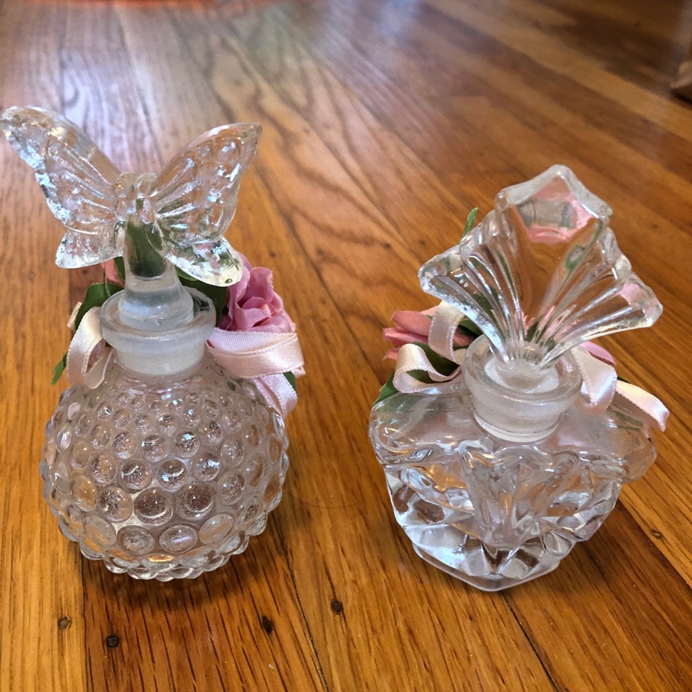 Perfume Bottles - glass with flowers
